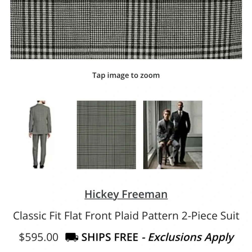 Hickey Freeman Classic two piece suit, 100% Wool like new, pants no pleats 36/30